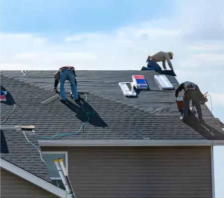 crew working on a roof replacement