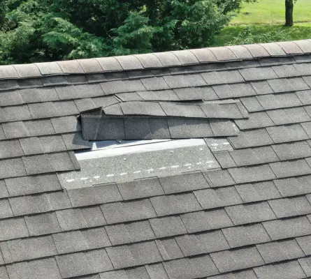 roof shingle displaced in need of replacement